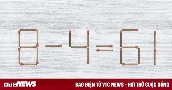 Di chuyển que diêm để phép tính 8 - 4 = 61 từ sai thành đúng